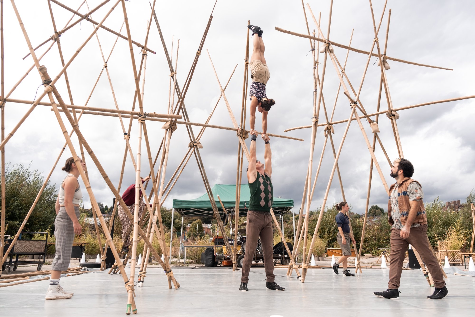 Bamboo performing acrobatics